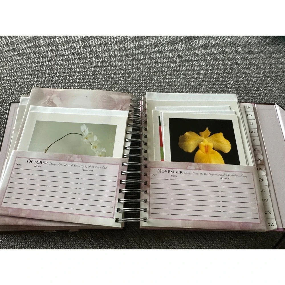 Bizzybee Orchids Greeting Card Book Birthday Organizer Address Book 2005 EUC